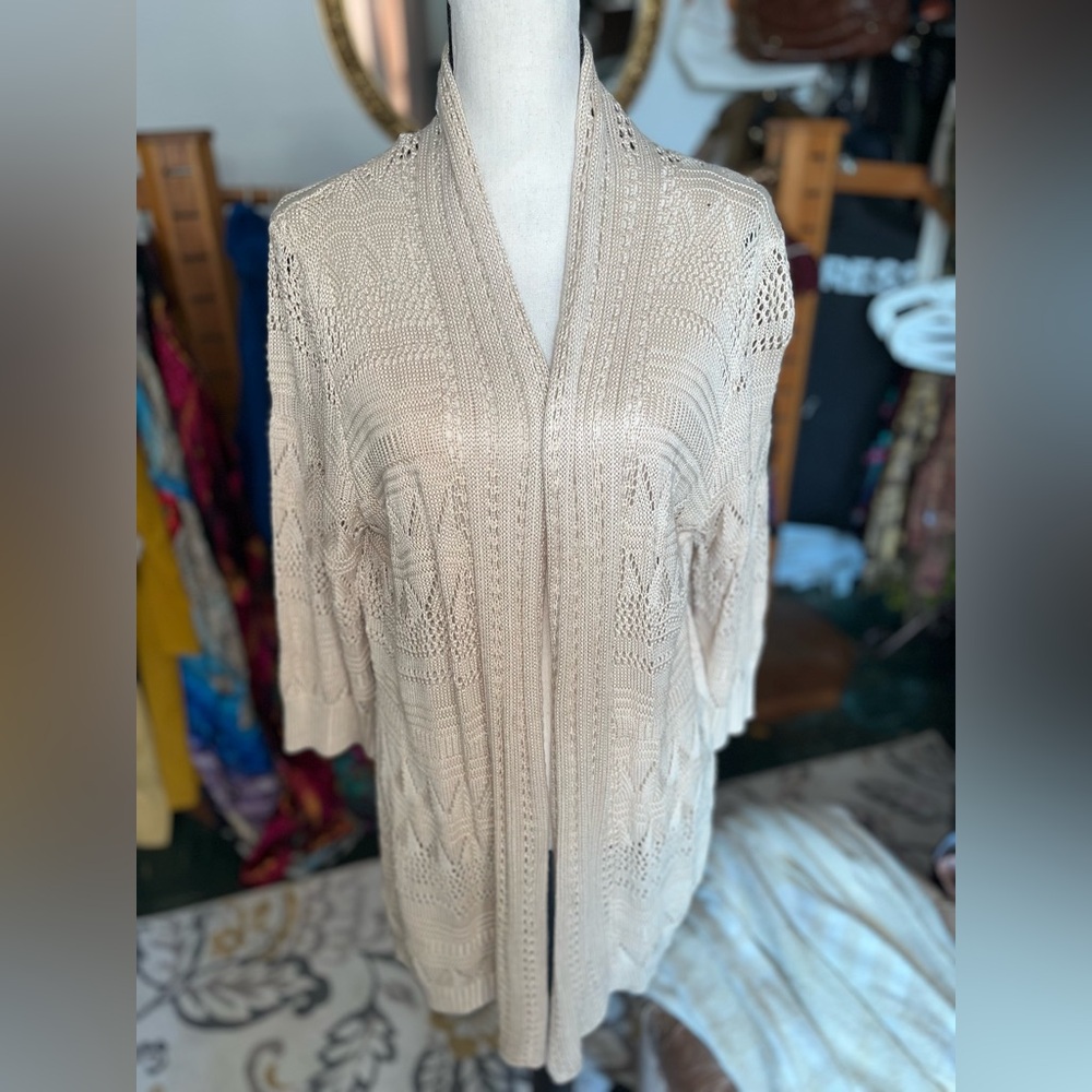 Tan crochet finish cardigan
